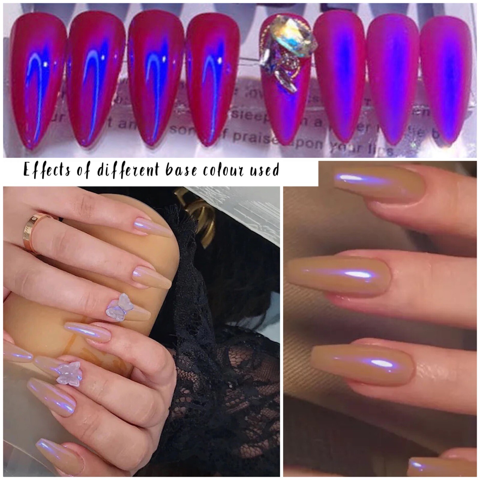 Blue Aurora Chrome Iridescent Nail Powder Shimmer Ultraviolet Mirror Glimmer