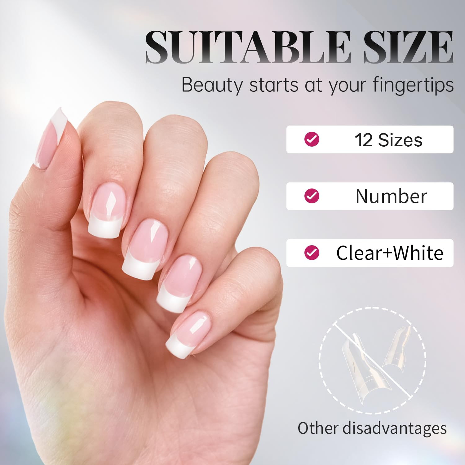 Krofaue Short French Half Wrap Nail Tips, 120PCS Acrylic False Tips | Half Wrap