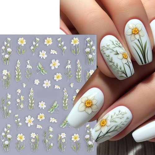 Nail Stickers Colorful Petals Beauty Summer Flowers Leaves Plants Spring Flower