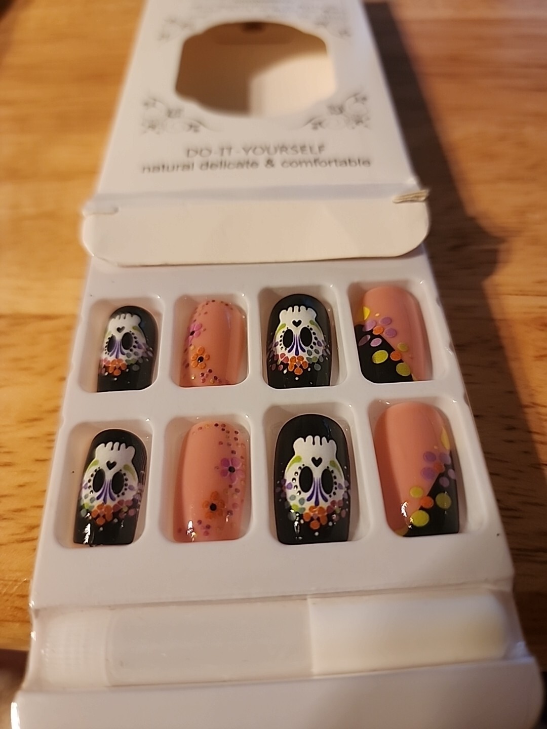 24pcs Square Halloween Fake Nails Design Press on Nails US Mardi Gras