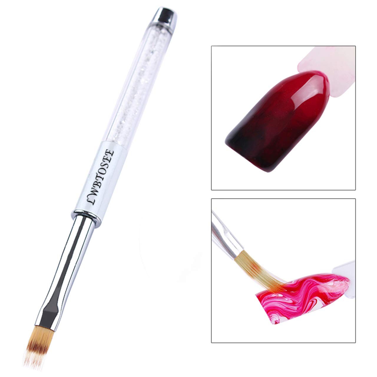 LWBTOSEE 2PCS Nail Ombre Brush Nail Art Painting Pen Brush UV Gel Polish Grad…