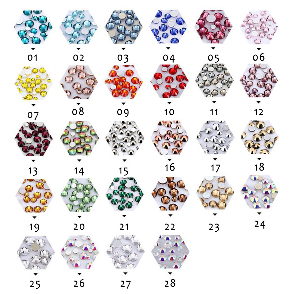 1728 Pcs Nail Art Rhinestone Glitter Gems 3D Tips DIY Decoration Fashion