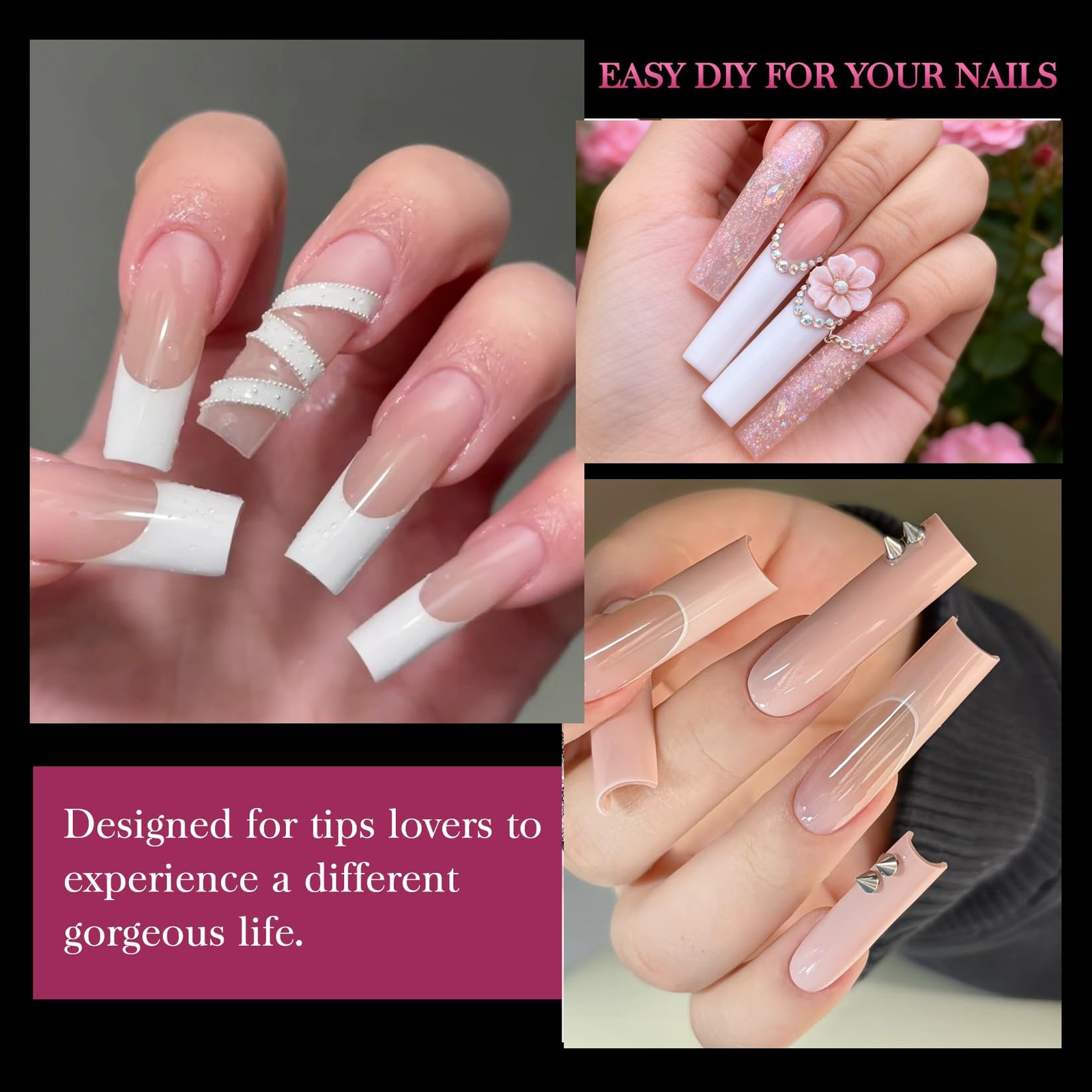 XXL Square Clear Fake Nails 240PCS, Long Tapered Square Nail Tips Half Matte …