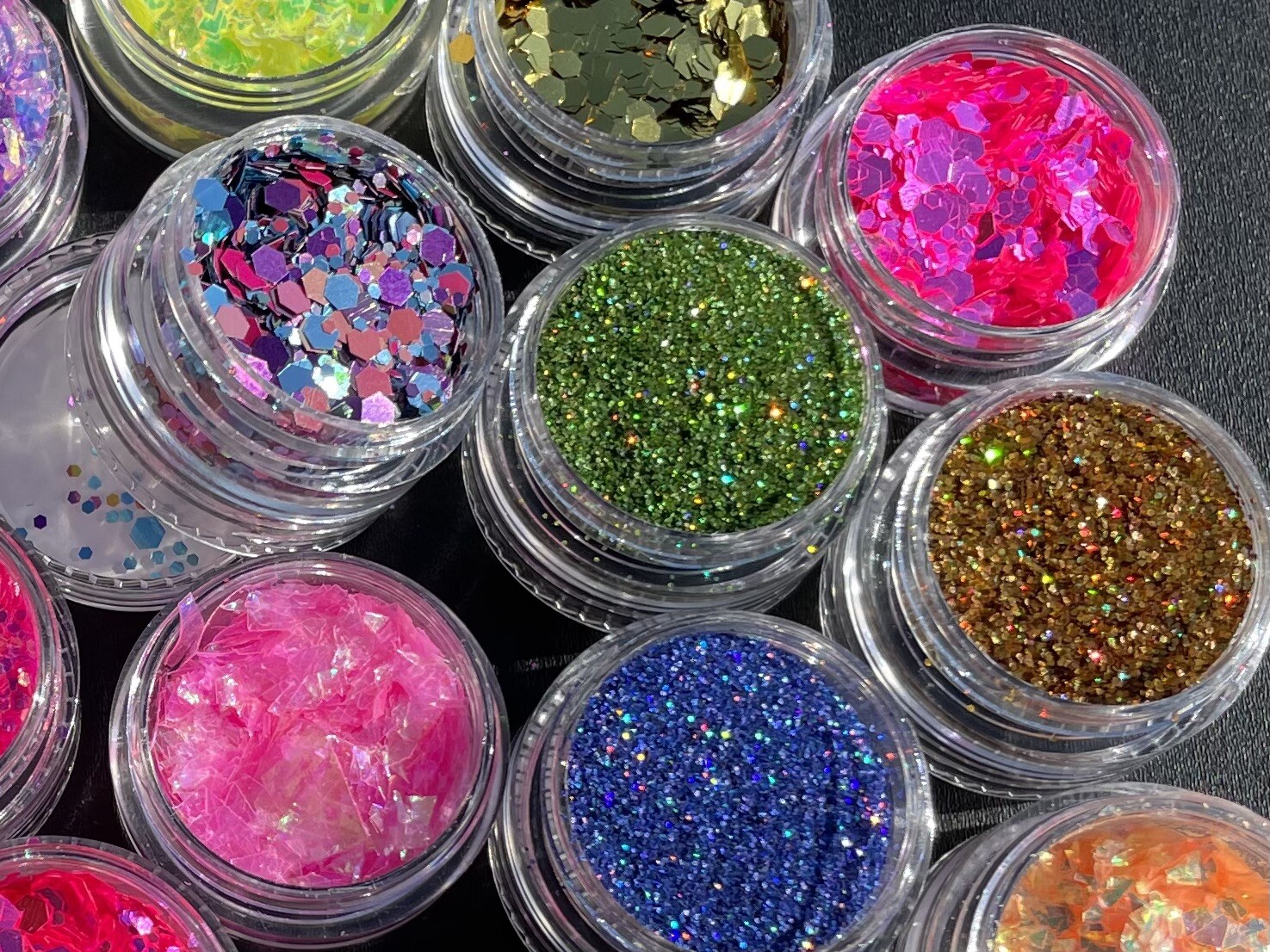 Glitter Bundle Fine Glitter Iridescent Nail Flakes 6pcs Stacks Nail Craft MUA