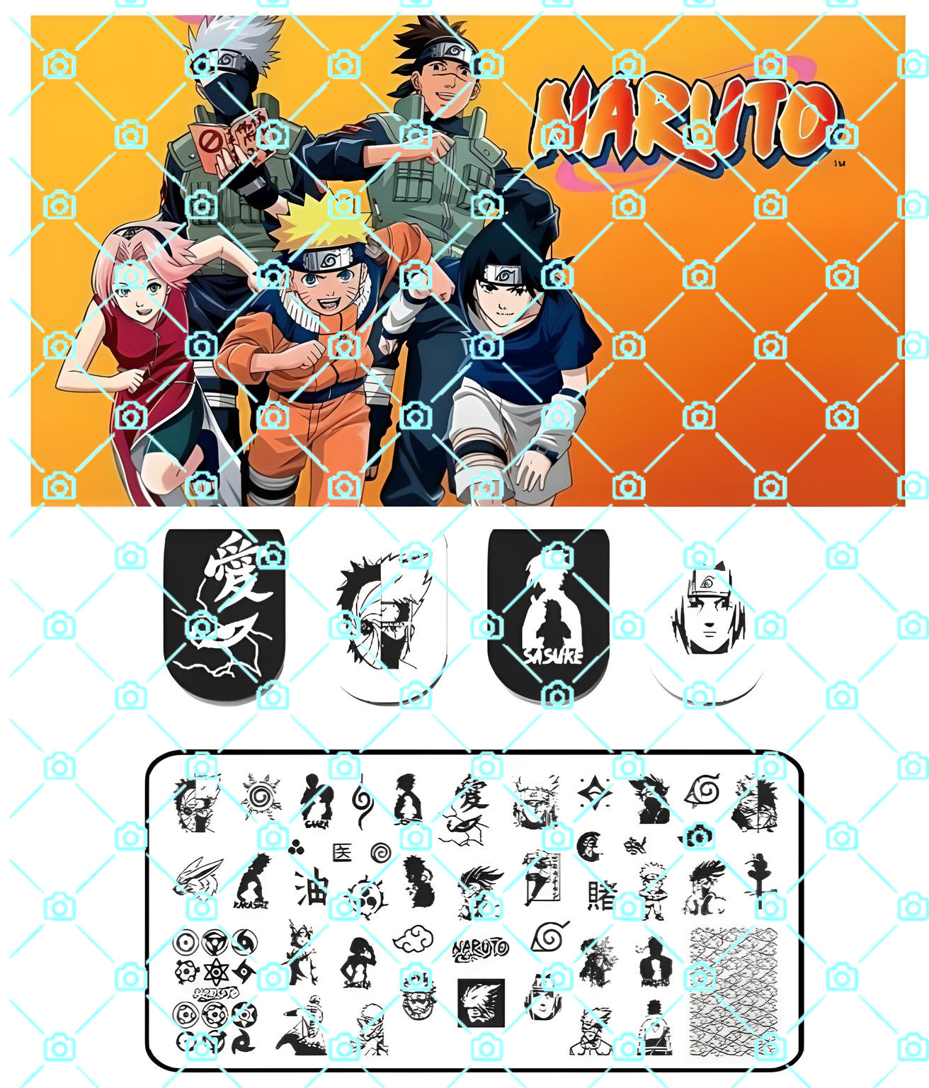 High- Quality Durable Stainless Steel Naruto Anime Nail Stamping Plate
