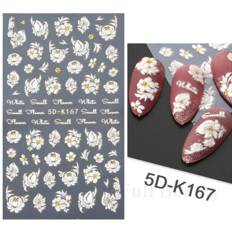5D Embossed Nail Art Stickers French Flower Self Stick Decal Decor DIY K167 NH7