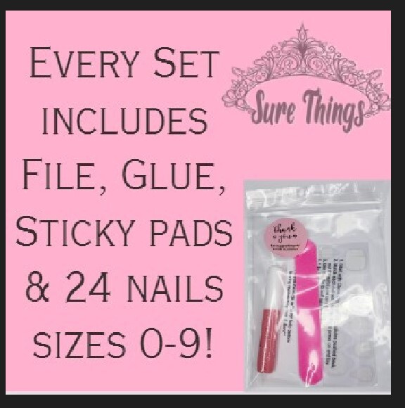 24 Press on nails kit w glue Long white stiletto pointed