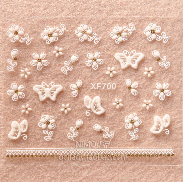 Heart Rose Daisy Flower Rhinestone Lace Stripe 3D Nail Art Stickers Decals NS42