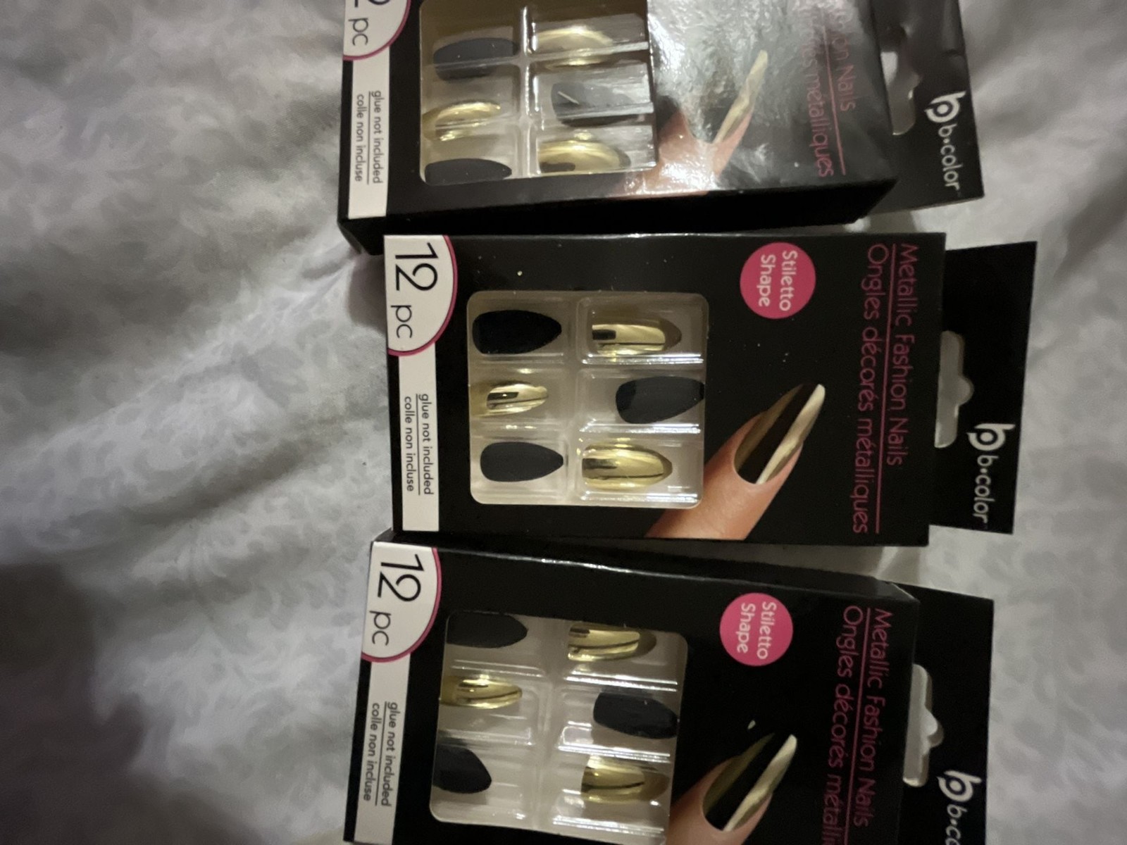 b.color Metallic Fashion Nails Stiletto Shape 12pc Set (Bundle of 4)