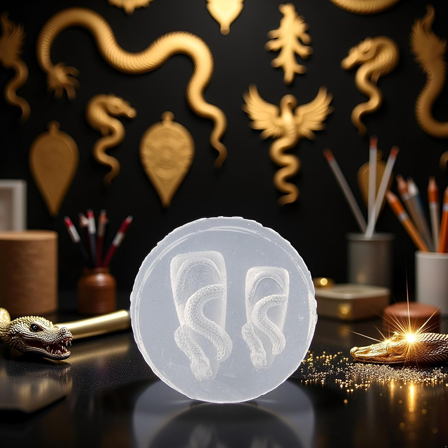 Dragon Silicone Nail Carving Moulds Snake Stamping Stencils Nail Art Epoxy Resin