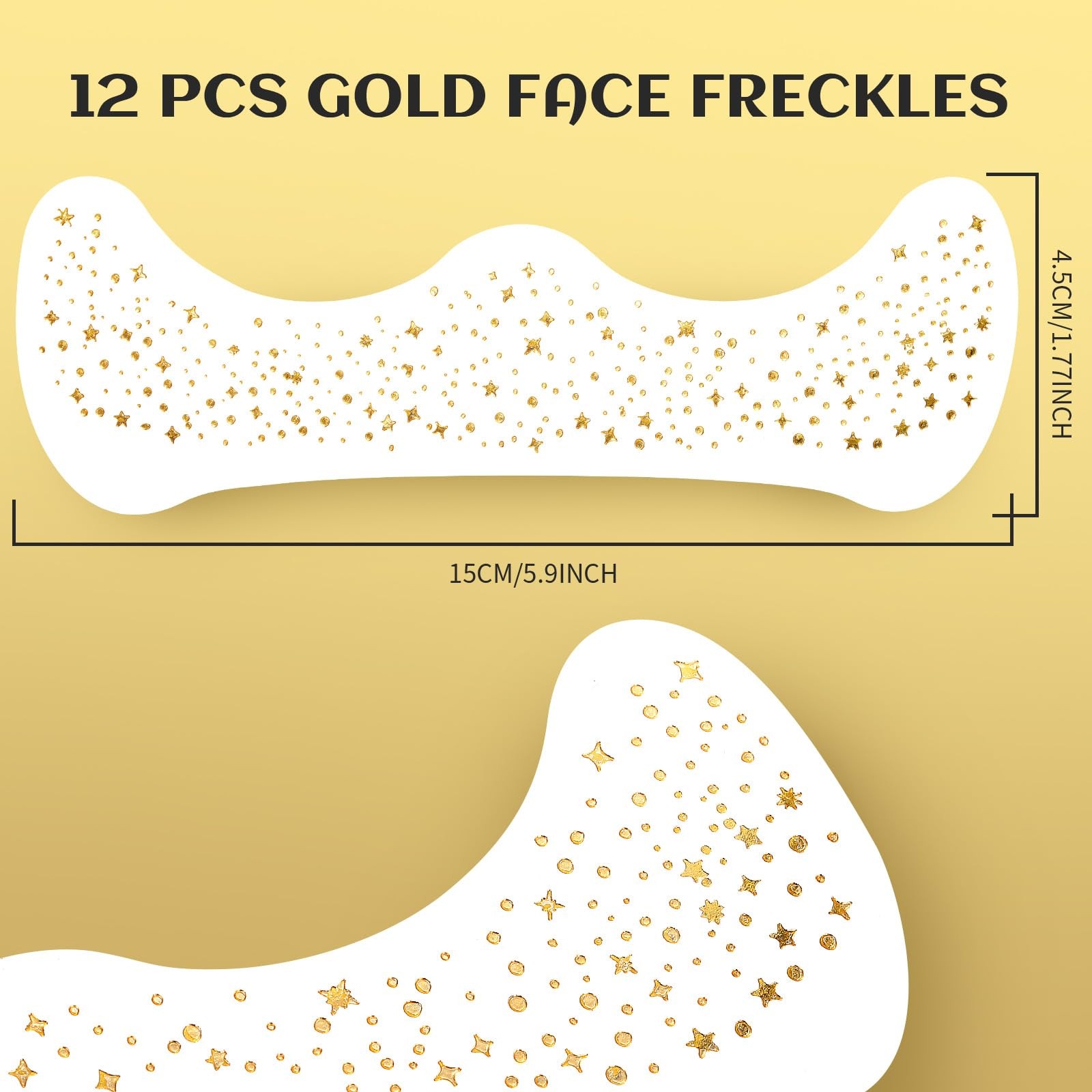 12 PCS Gold Glitter Freckles Face Makeup Patches Women Girls Cosmetic Sticker