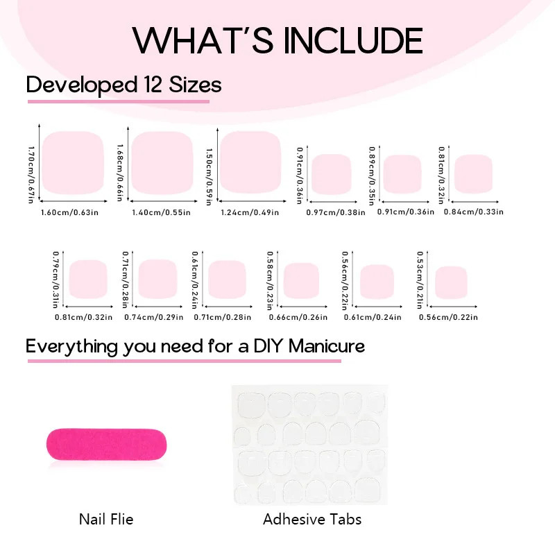 24pcs Pink Solid Color Press On Toenails Full Cover DIY False Toe Nails