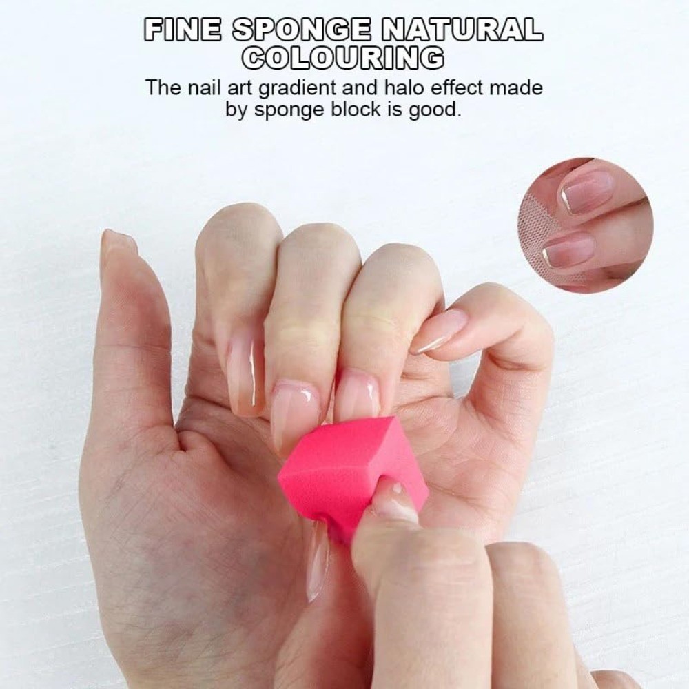 Soft Nail Sponges for Ombre Manicure Nail Art Tools with Grabbing Pen and Nail