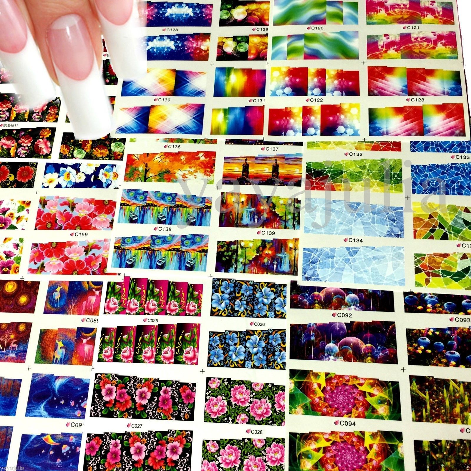 20 sets Full Coverage Water Slide Transfer Decal Colorful Spring Design Nail Art