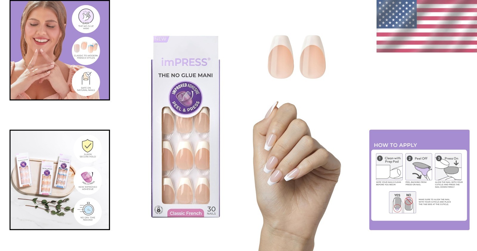 Chic KISS No Glue French Nails – 30 Coffin Tips & Tools for Stylish Manicure