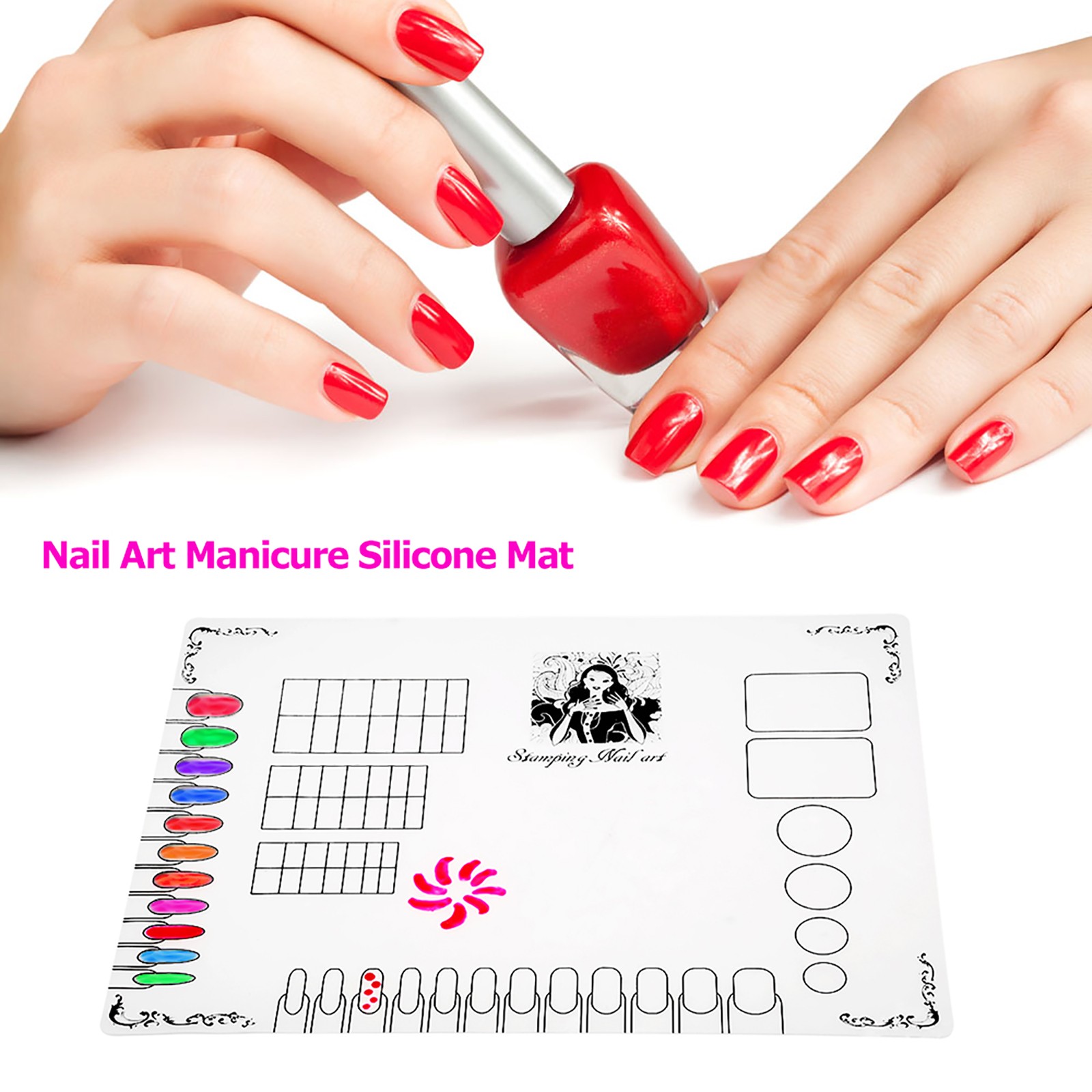 1-Nail Art Manicure Silicone Mat Foldable Washable Soft Table Cover Pad For BBLL