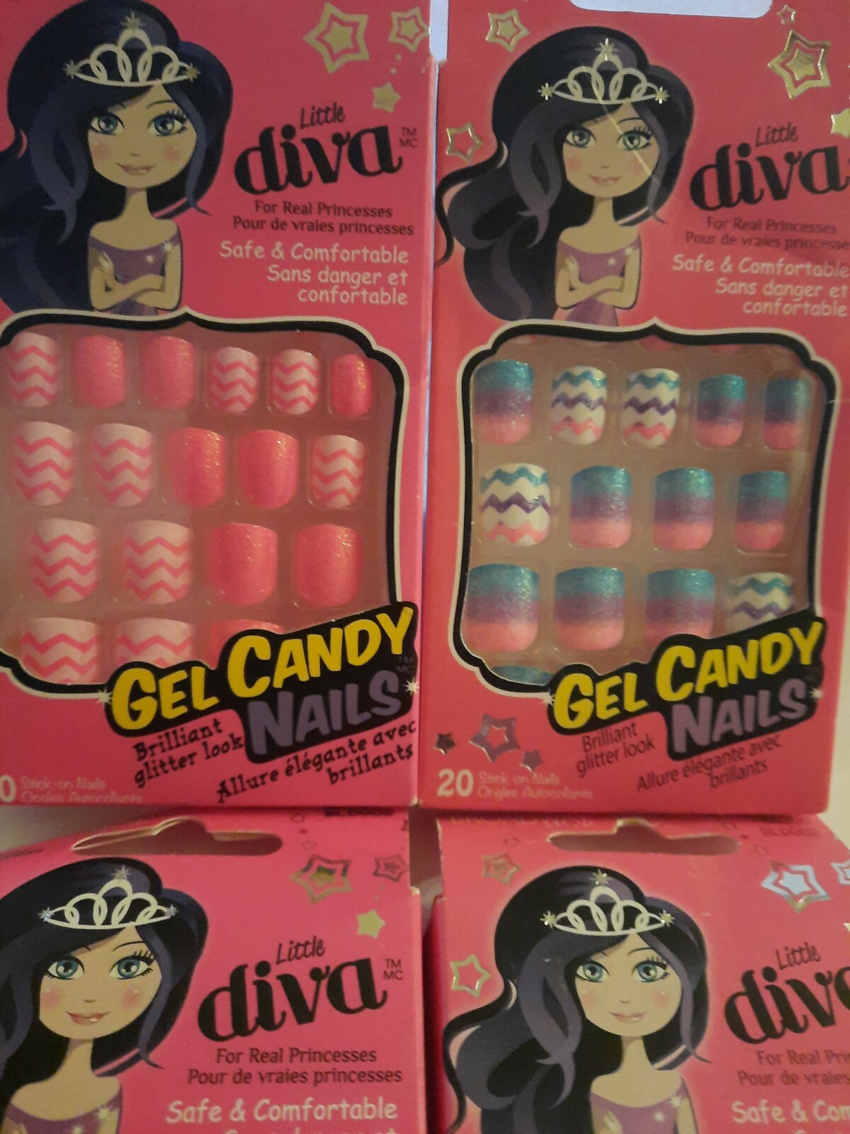 4 Broadway Little Diva Gel Candy Nails – No repeats By Kiss pinks and blue mix