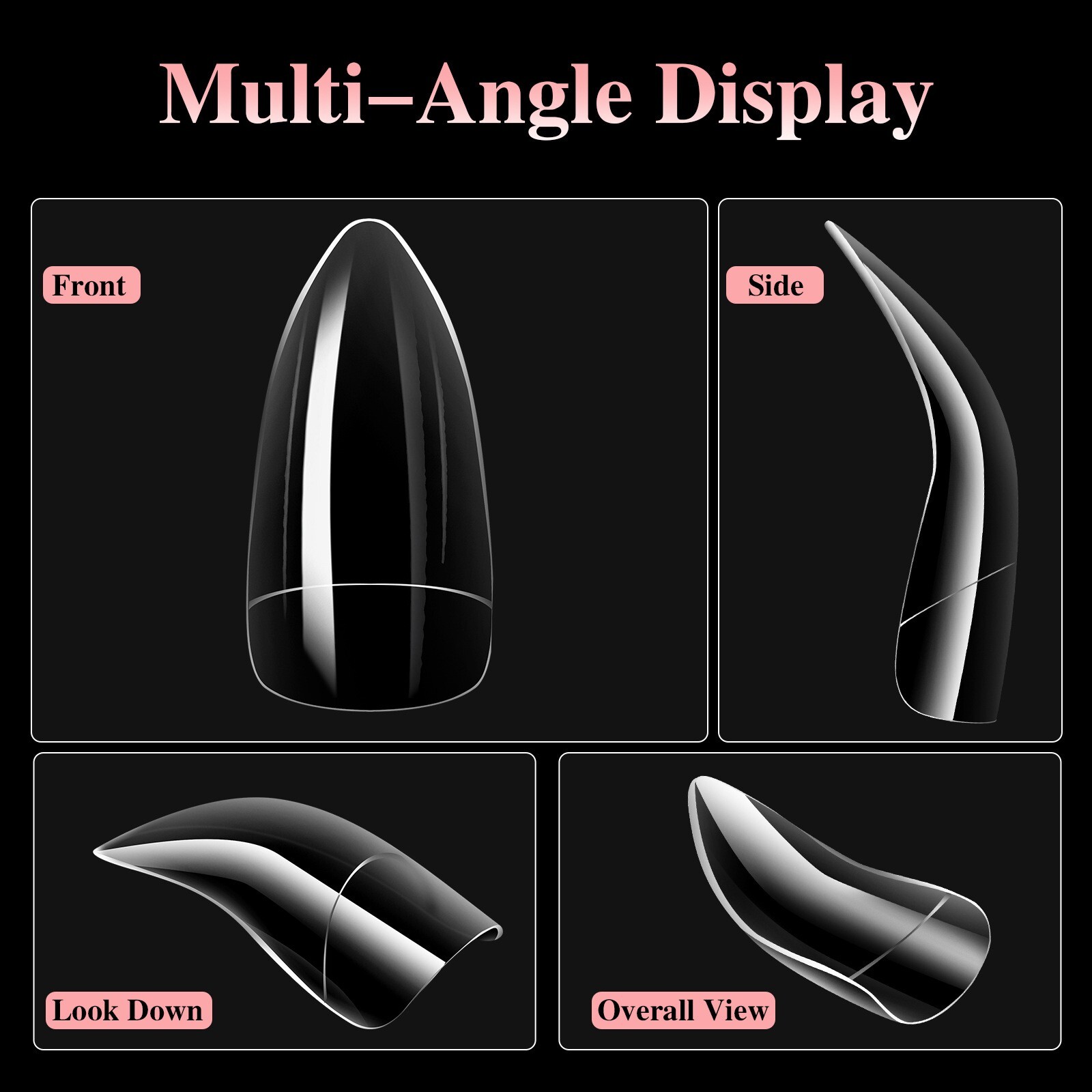 100pcs/Box Eagle Claw Stiletto Shape False Nail Art Tips Natural Clear 10 Sizes