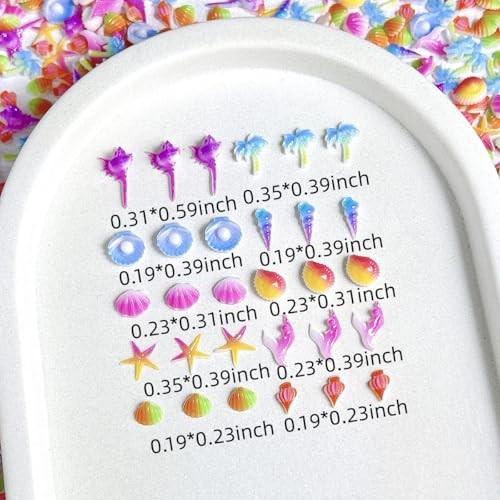 150PCS 3D Summer Beach Nail Charms Resin Ocean Theme Nail Rhinestones Style12