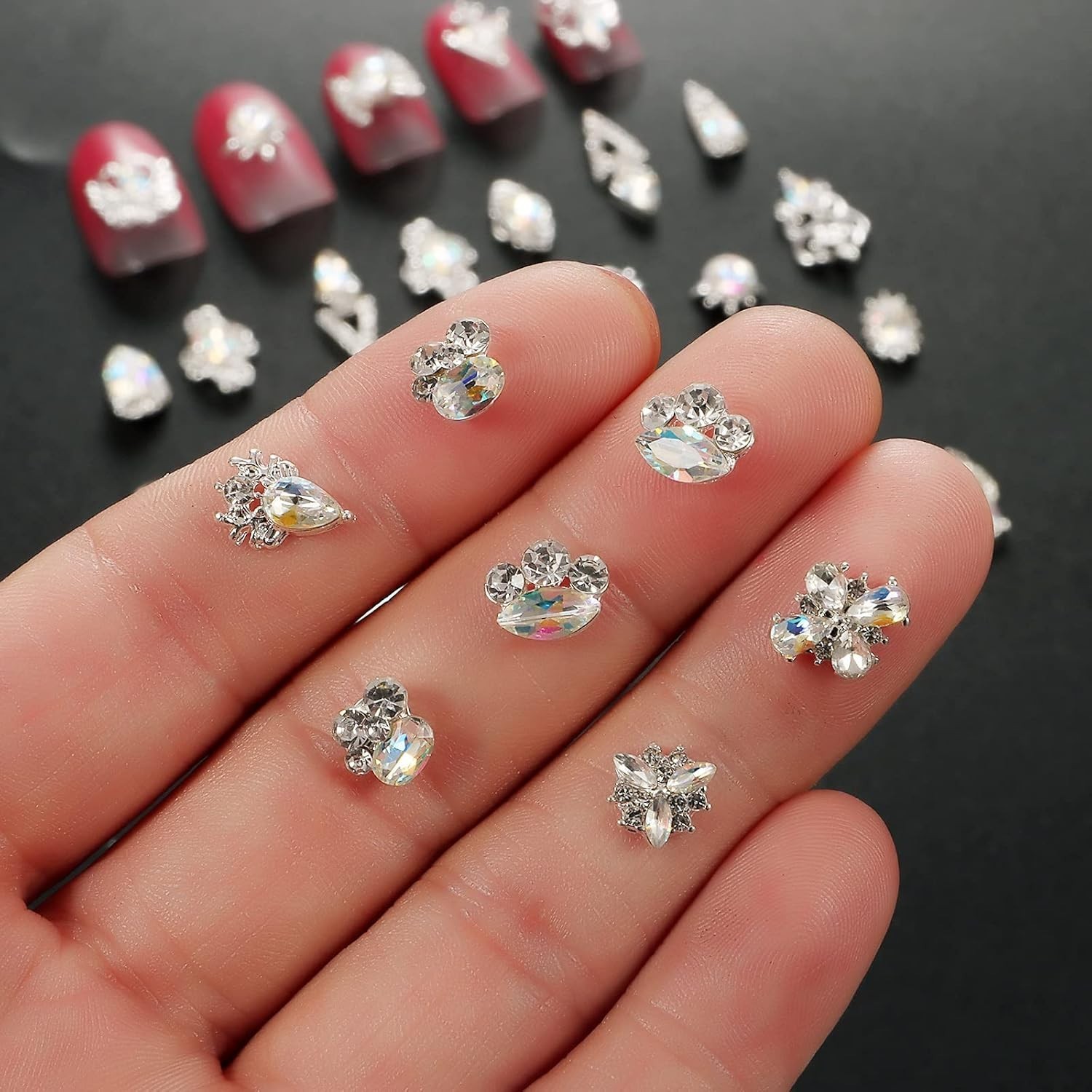 1 Pack of 50 Pcs Fusiform Gold Nail Charms Nail Art Kit 3D Nail Charms Nail Gems