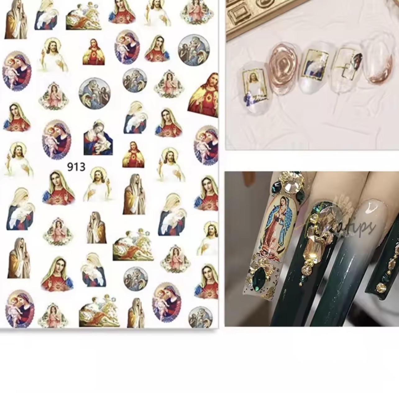 Religious Nail Art Stickers Jesus Mary Angels Catholic Christian Cross Design