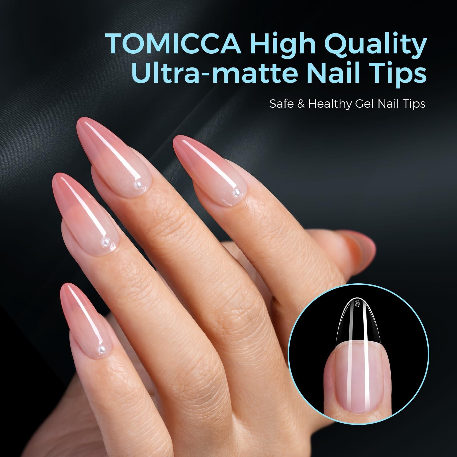 Medium Almond Nail Tips 510PCS, 15 Sizes Gel Nail Tips for Full Cover Half Ma…