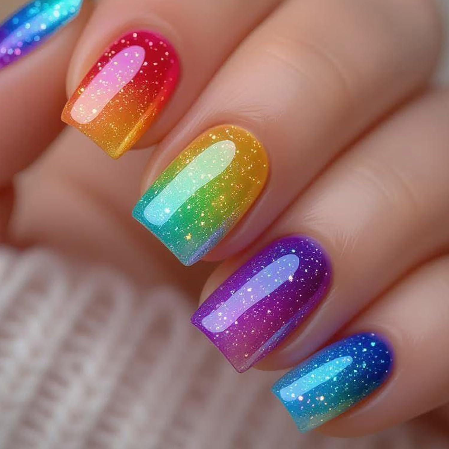 Spring Summer Press on Nails Short Almond Fake Nails 3D Embossed Fruit False Nai
