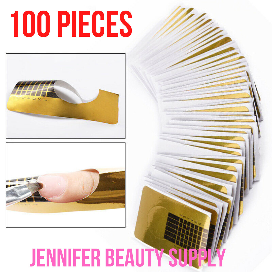 100 PCS UV GEL ACRYLIC NAIL ART TIP DECORATION EXTENSION FORMS STICKER GUIDE