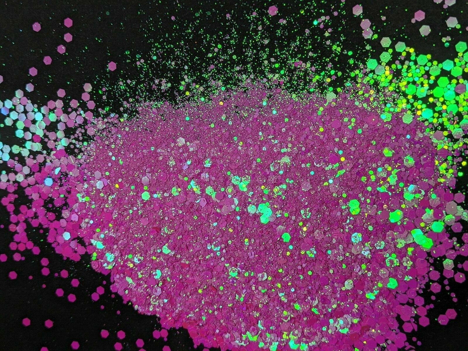 Chunky Glitter Holo Holographic Pink Hex Mix Nail Art Craft 1 2 4 6 8 Oz Jar