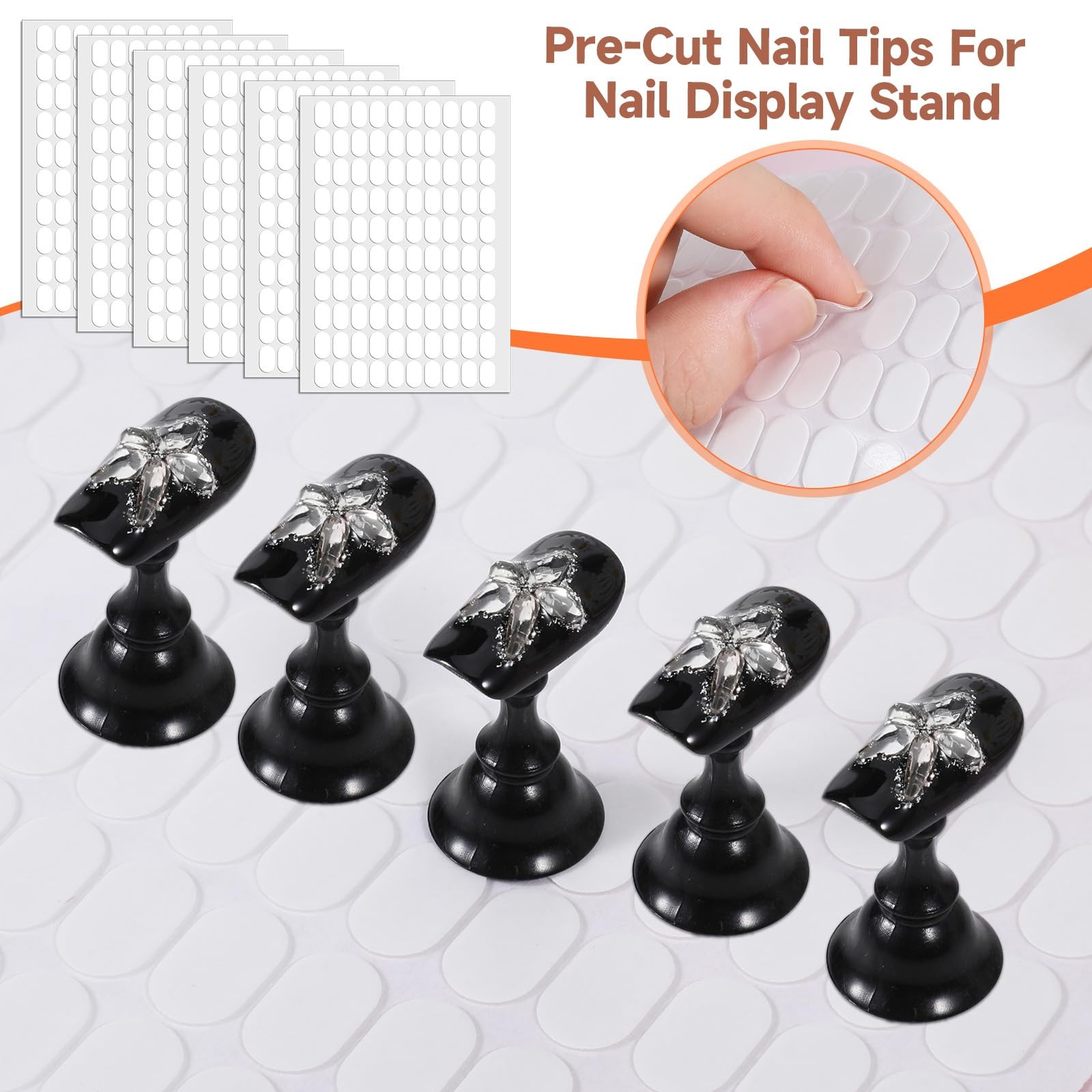 1200 Pcs Double Sided Adhesive Nail Tabs Strips for Press On Nails with Tweezer