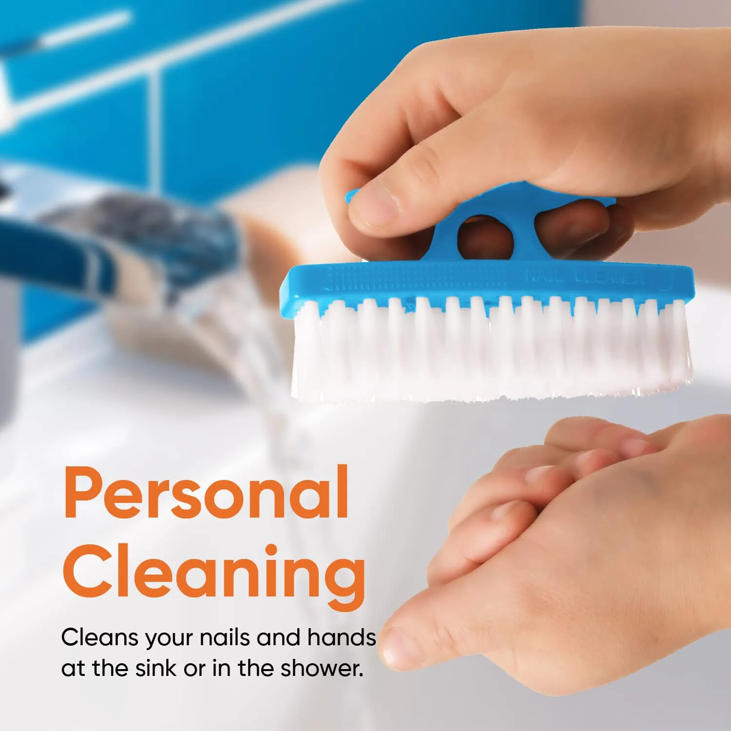 Superio Nail Brush Set 3 Pack Cleaner with Handle Durable Brush Scrubber – Blue