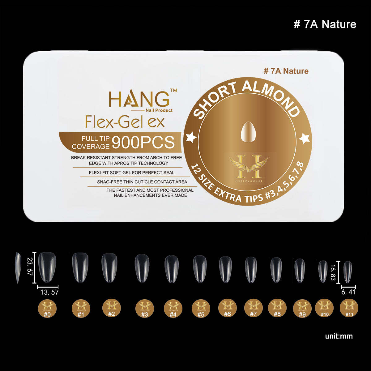 Hang Gel X Tips Box – Almond Short (900ct)