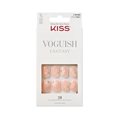 KISS Voguish Fantasy Press on Nails, How to Love, Neutral, Short Oval, 28 Count