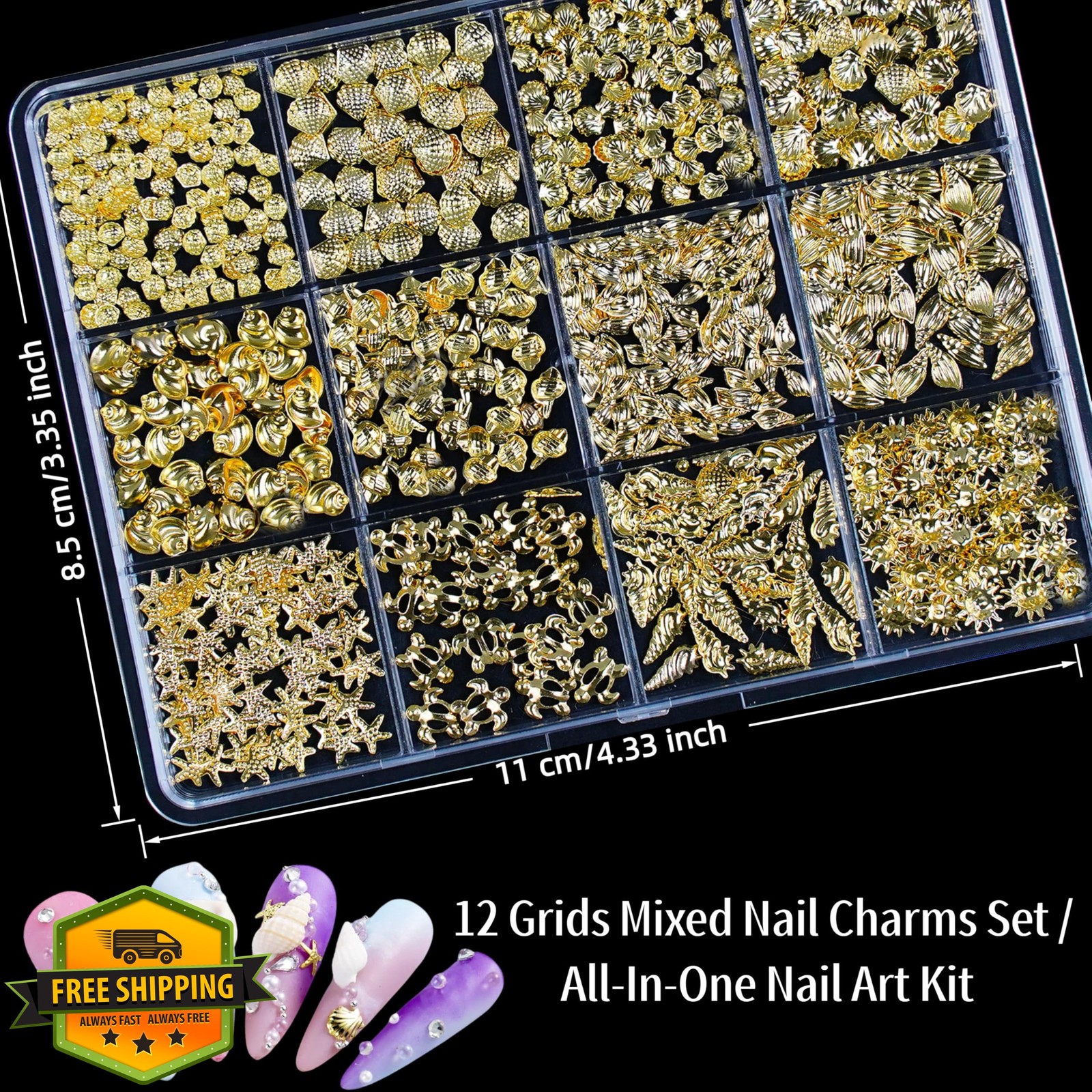 Tephrent 3D Metal Ocean Nail Charms