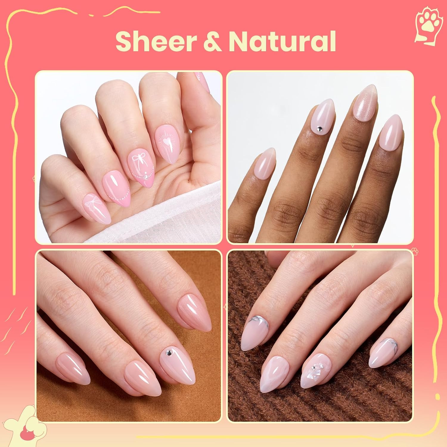 Flat-X Nude Cat Eye Nail Tips Kit with UV Lamp 320PCS Pre-Etched | 6 Magnetic Sh
