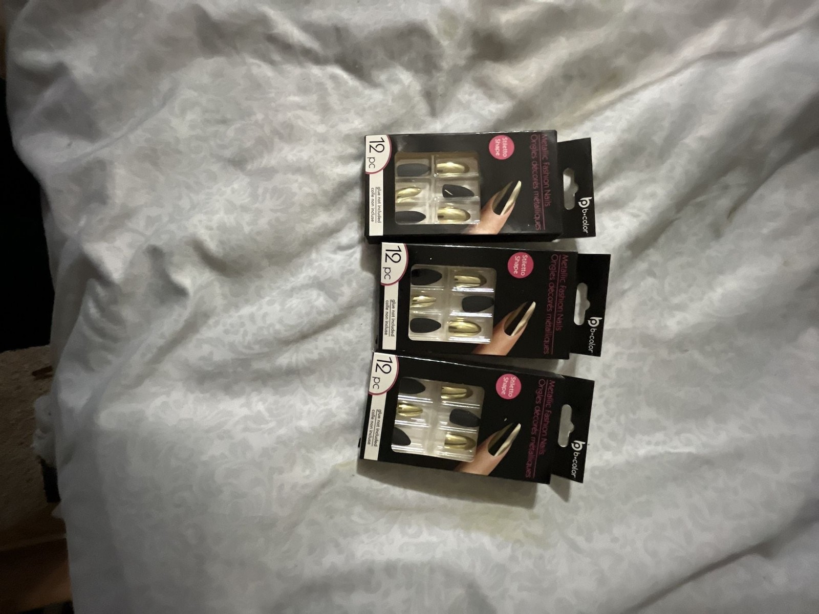 b.color Metallic Fashion Nails Stiletto Shape 12pc Set (Bundle of 4)