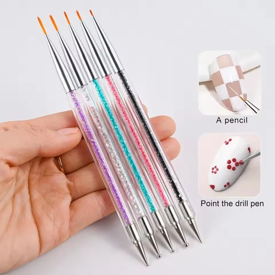 5Pcs Nail Art Brushes Nail Dotting Tool Nail Art Tools 2 in 1 Nail Art Tool Set