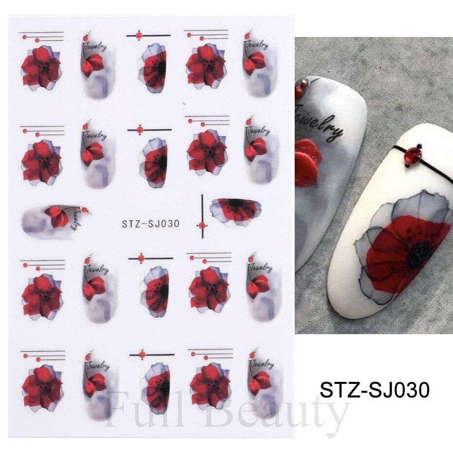 Nail Art Stickers Decals Transfers Flowers Butterfly Abstract Face French NS45