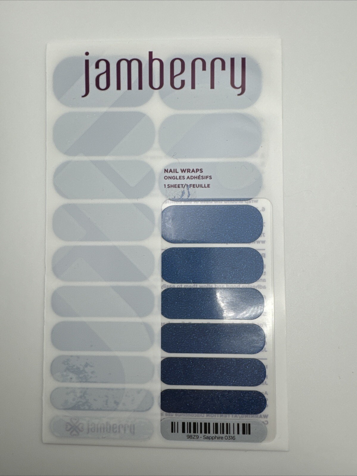 Jamberry Nail Wraps Sapphire Full Sheet (blue/sparkle/glitter/solid)