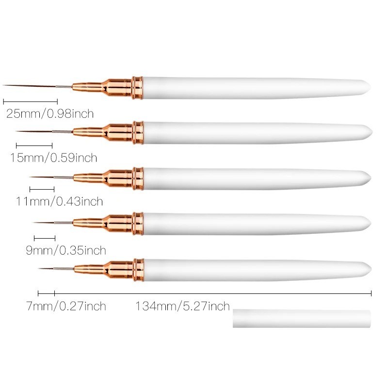 5pcs Nail Art Liner Brush Set UV Gel Painting Drawing Pen Manicure Tools