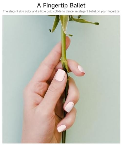 Semi Cured Gel Nail Strips (Fingertip Ballet), 28 pcs UV Gel Nail Stickers for