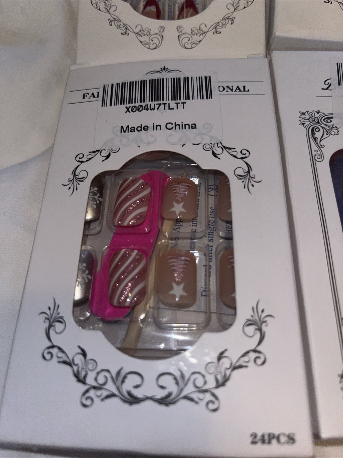 Lot 4 Box 24 Nail Coffin Almond Pointy Shaped Press On Nails Easy Application