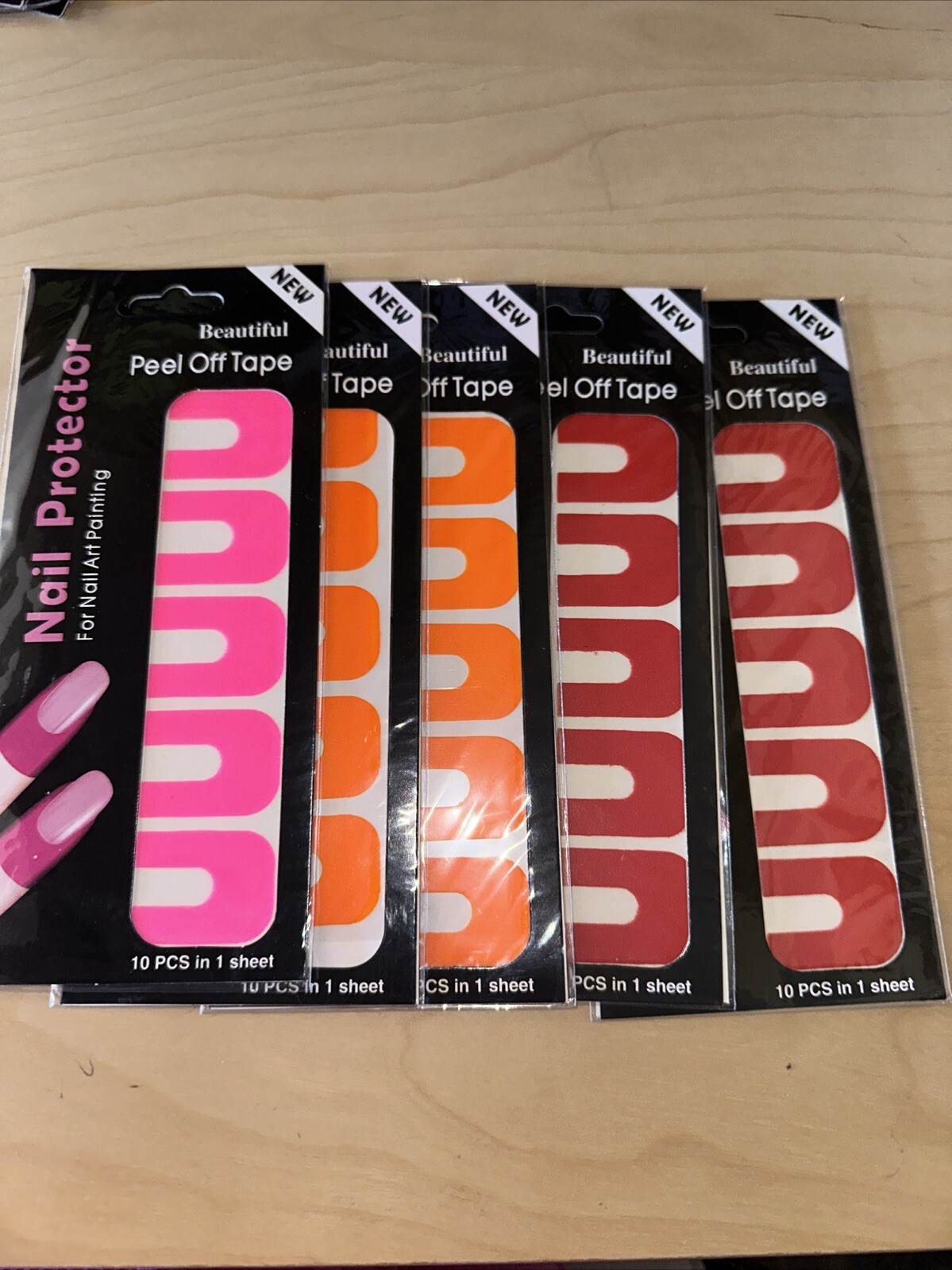 5 Sets – Peel Off Nail Protector Tape – 5 Colors