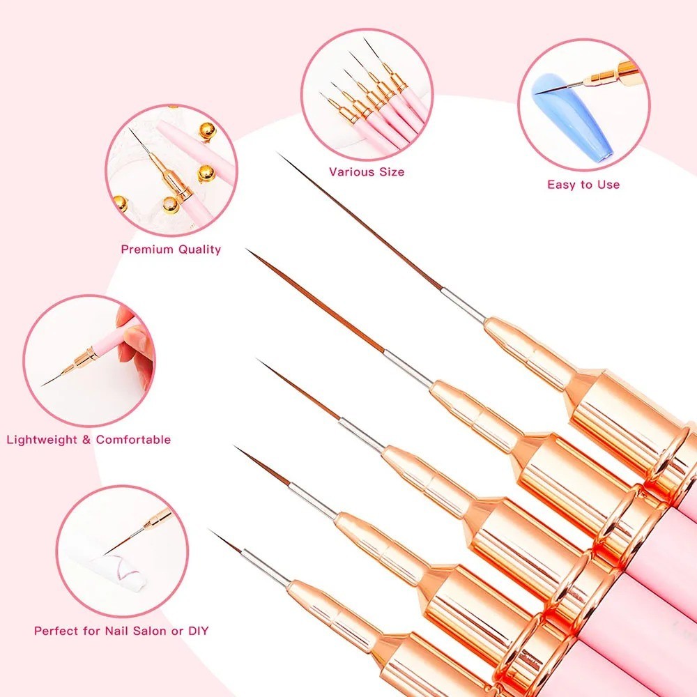 5-Pcs Professional Nail Art Liner Brushes