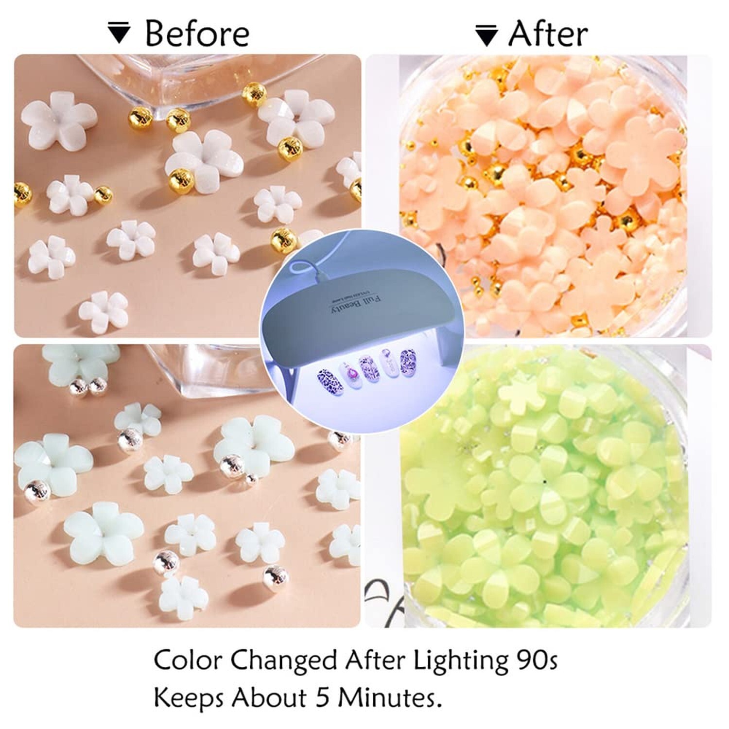 3D Flower Nail Charms, 2 Boxes 3D Acrylic Flower Nail Art Charms and Gems Whi…
