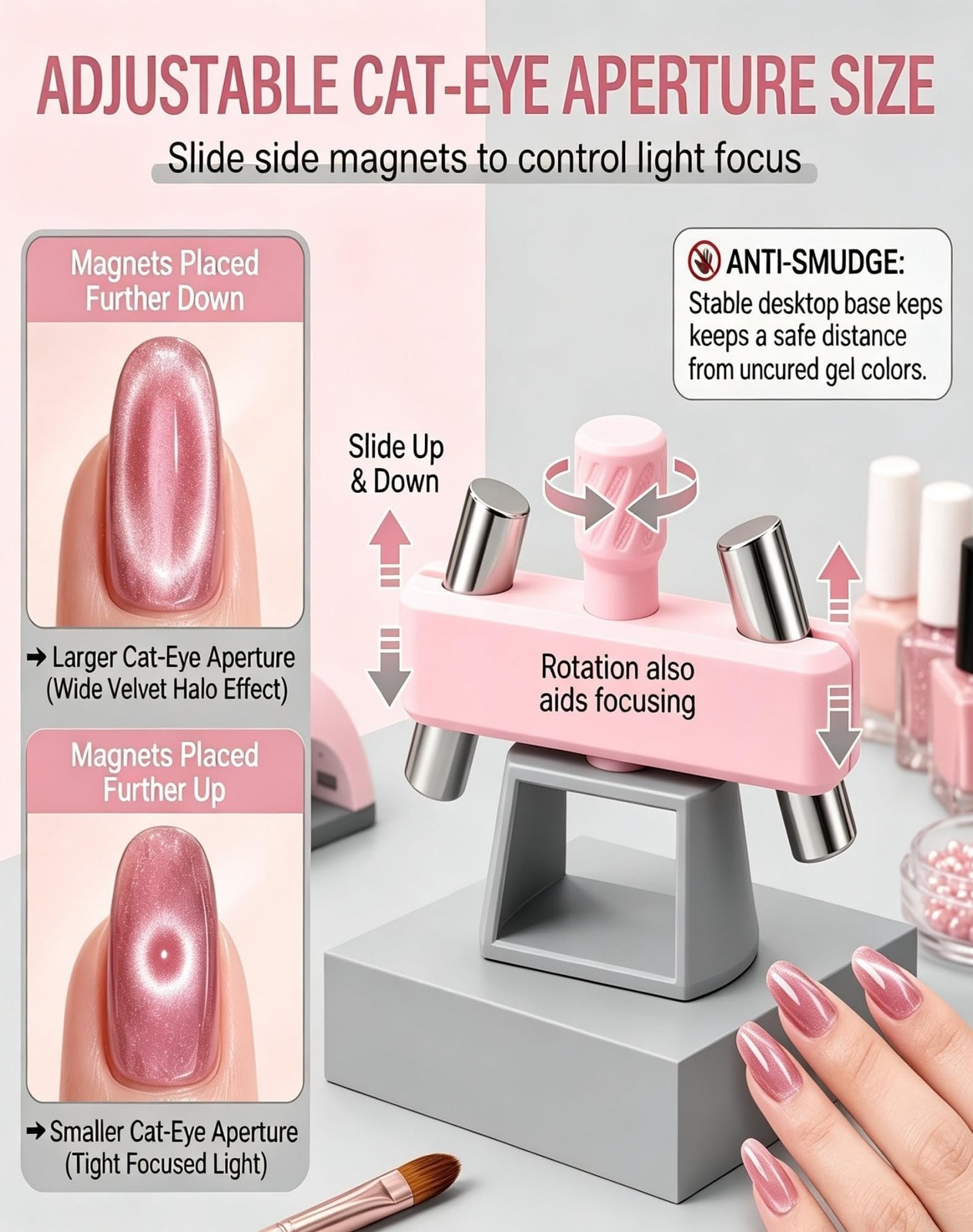 360° Glass Bead Cat Eye Magnet Tool, Automatic Cat Eye Magnet for Nails