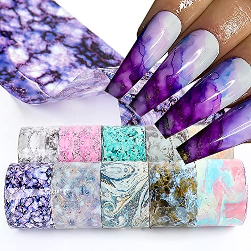 Marbling Holographic Nail Foil Stickers, Marble Polish Sheets Sky Starry Paper