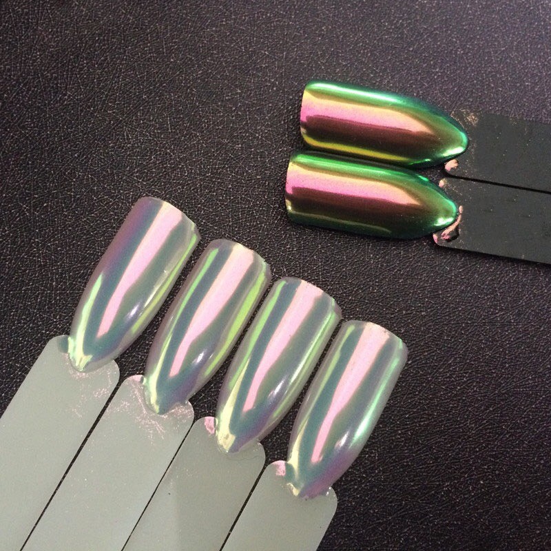 AURORA NAIL POWDER Mirror Effect CHROME Nail Art Mermaid Rainbow AB (Opal6) Uk
