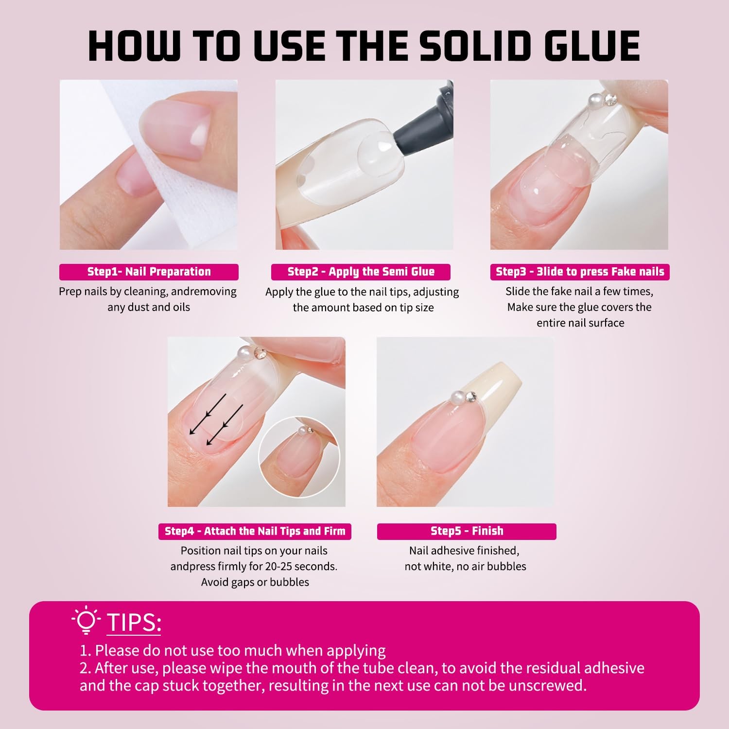 30g Semi Solid Nail Glue for Press On Nail, No UV Lamp Need Gel Nail Glue wit…