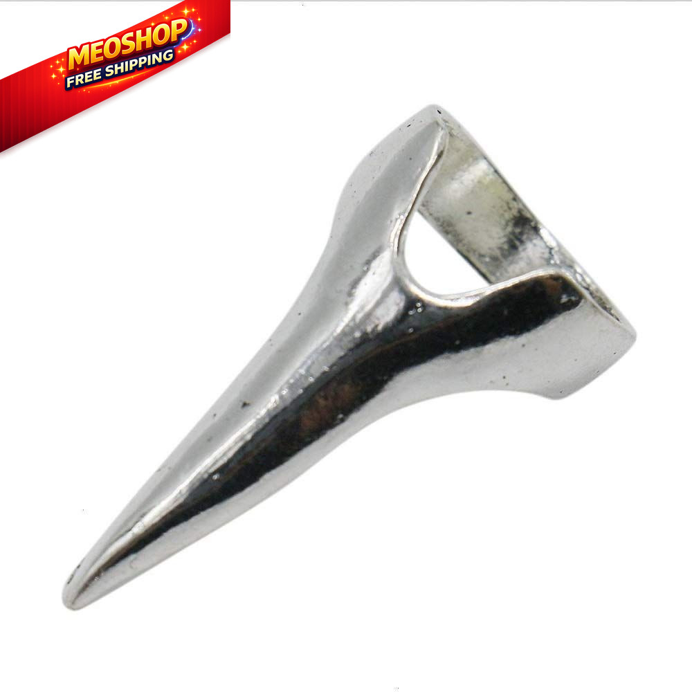Lzz 10 Pieces of Vintage Silver Punk Rock Gothic Nails Finger Ring silver